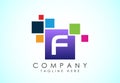 English alphabet F with data pixel. Creative technological modern data pixel logo Royalty Free Stock Photo