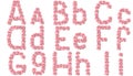 English alphabet from flowers of pink roses, letter