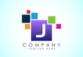 English alphabet J with data pixel. Creative technological modern data pixel logo Royalty Free Stock Photo