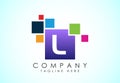 English alphabet L with data pixel. Creative technological modern data pixel logo Royalty Free Stock Photo