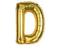 English Alphabet Letters. Letter D. Balloon. Yellow Gold foil helium balloon. Good for party, birthday, greeting card, events