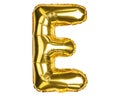 English Alphabet Letters. Letter E. Balloon. Yellow Gold foil helium balloon. Good for party, birthday, greeting card, events