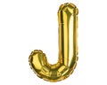 English Alphabet Letters. Letter J. Balloon. Yellow Gold foil helium balloon. Good for party, birthday, greeting card, events