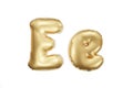 English alphabet made of golden inflatable character. Party decoration, anniversary, celebration, carnival. 3d rendering