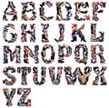 Alphabet shoes. English alphabet made from photos of different shoes. On white background. Royalty Free Stock Photo