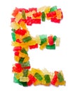 English alphabet from multi-colored chewing marmalade