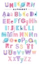 English alphabet of Pastel colors for kids. Doodle font for nursery poster, cards, t-shirts. Hand drawn vector Royalty Free Stock Photo