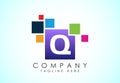 English alphabet Q with data pixel. Creative technological modern data pixel logo Royalty Free Stock Photo