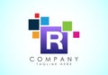 English alphabet R with data pixel. Creative technological modern data pixel logo Royalty Free Stock Photo