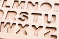 English alphabet stencil closeup Royalty Free Stock Photo