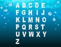 English alphabet in the underwater style