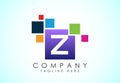 English alphabet Z with data pixel. Creative technological modern data pixel logo