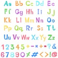 English alphabets and numbers in many colors