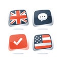 British and USA flags, English and American language, linguistic learning, online course, exam and test preparation program Royalty Free Stock Photo