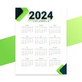 2024 english annual calendar layout for business desk or wall