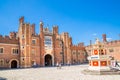 English architecture Tudors time, West Front of Hampton court with entrance gate, locates in West London Royalty Free Stock Photo