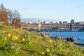 English Bay, Vancouver City beautiful landscape in spring sunset time. Royalty Free Stock Photo