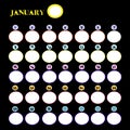 English blank calendar template for JANUARY