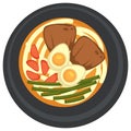 English breakfast with fried eggs and bacon on pan Royalty Free Stock Photo