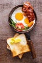 English breakfast on grungy table