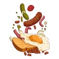 English Breakfast, isolated vector illustration Royalty Free Stock Photo