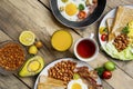 English breakfast with meals variety Royalty Free Stock Photo