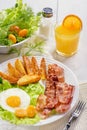 English breakfast-plate with fried bacon Royalty Free Stock Photo