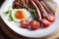 English breakfast with scrambled eggs and beans Royalty Free Stock Photo