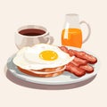 english breakfest vector flat minimalistic isolated illustration