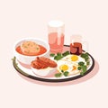 english breakfest vector flat minimalistic isolated illustration