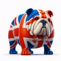 english bulldog with british flag. 3D illustration. Royalty Free Stock Photo