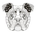 English bulldog head zentangle stylized, vector, illustration, f Royalty Free Stock Photo