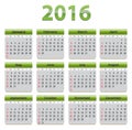 2016 English calendar Royalty Free Stock Photo