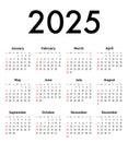 English Calendar grid for 2025. Best for calendar print, business