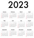 English Calendar grid for 2023. SF