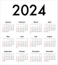 English Calendar grid for 2024. SF