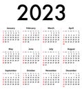 English Calendar grid for 2023. SF