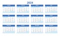 2024 english calendar, horizontal. Modern vector illustration. Plan your year