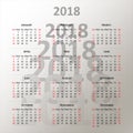 English calendar 2018