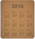 2016 English calendar Royalty Free Stock Photo