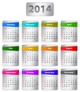 2014 English calendar