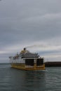 English Channel ferry exiting the port at Dieppe, France