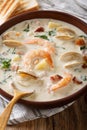 English chowder soup close-up. vertical Royalty Free Stock Photo