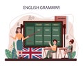 English class concept. Study foreign languages in school. Grammar