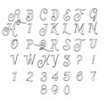 English classical handwritten alphabet with line style numbers. Vector illustration Royalty Free Stock Photo