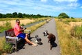 English coastal path holidaymakers Kent England Royalty Free Stock Photo