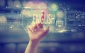 English concept with hand pressing a button Royalty Free Stock Photo