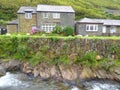 English cottages by river