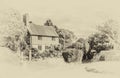 English country cottage West Sussex, vintage effec Royalty Free Stock Photo