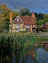 English country house with pond